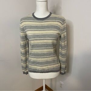 Calvin Klein 100% merino wool long sleeve crewneck striped sweater